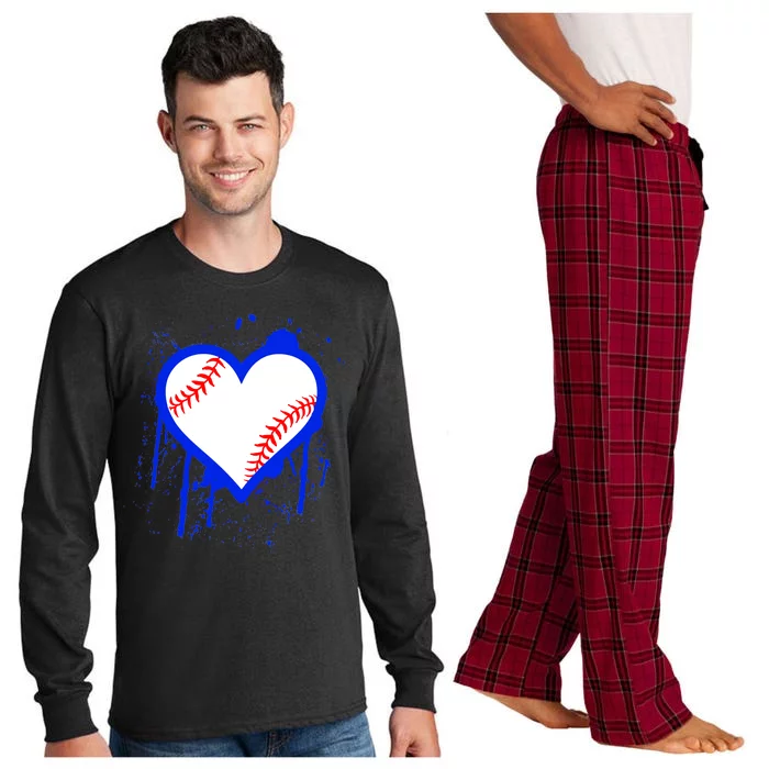 I Bleed Blue Baseball Heart Long Sleeve Pajama Set