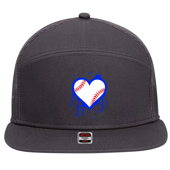 I Bleed Blue Baseball Heart 7 Panel Mesh Trucker Snapback Hat