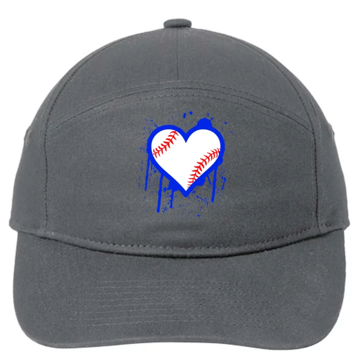 I Bleed Blue Baseball Heart 7-Panel Snapback Hat