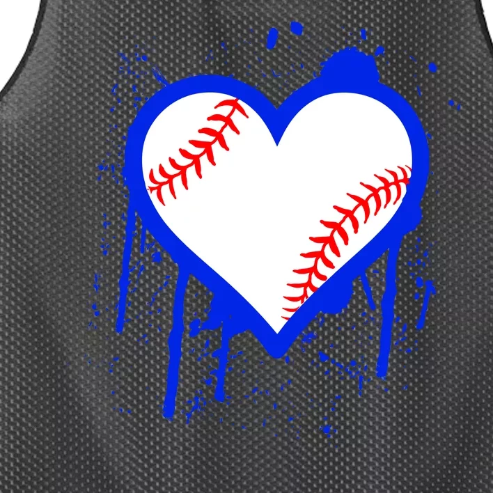 I Bleed Blue Baseball Heart Mesh Reversible Basketball Jersey Tank