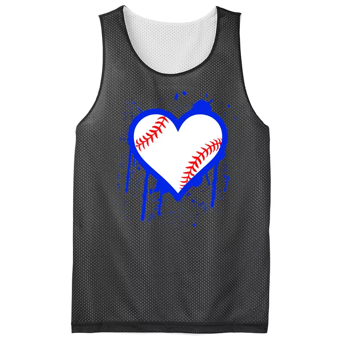 I Bleed Blue Baseball Heart Mesh Reversible Basketball Jersey Tank