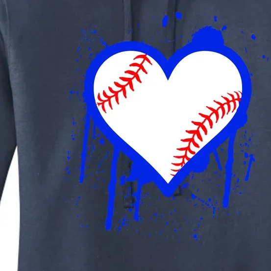 I Bleed Blue Baseball Heart Women's Pullover Hoodie