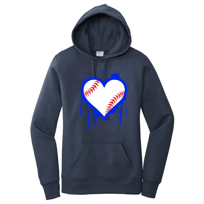 I Bleed Blue Baseball Heart Women's Pullover Hoodie