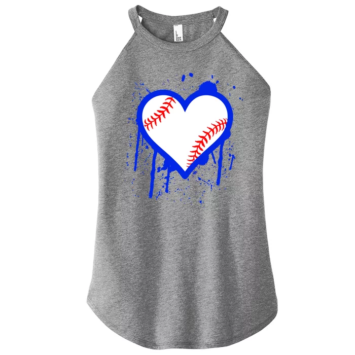 I Bleed Blue Baseball Heart Women’s Perfect Tri Rocker Tank