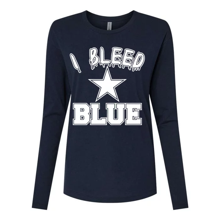 I Bleed Blue Dallas, Texas Fan Pride Womens Cotton Relaxed Long Sleeve T-Shirt