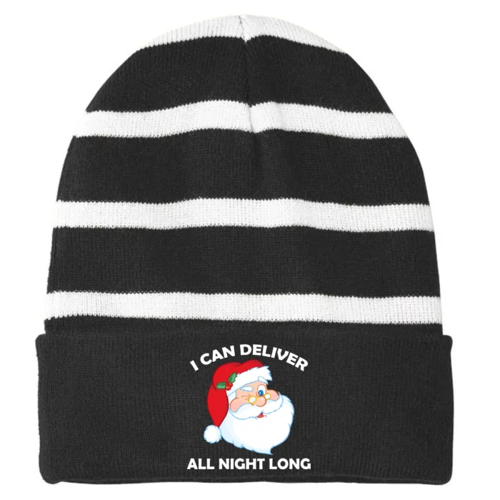 I Can Deliver All Night Long X-Mas Bad Santa Striped Beanie with Solid Band