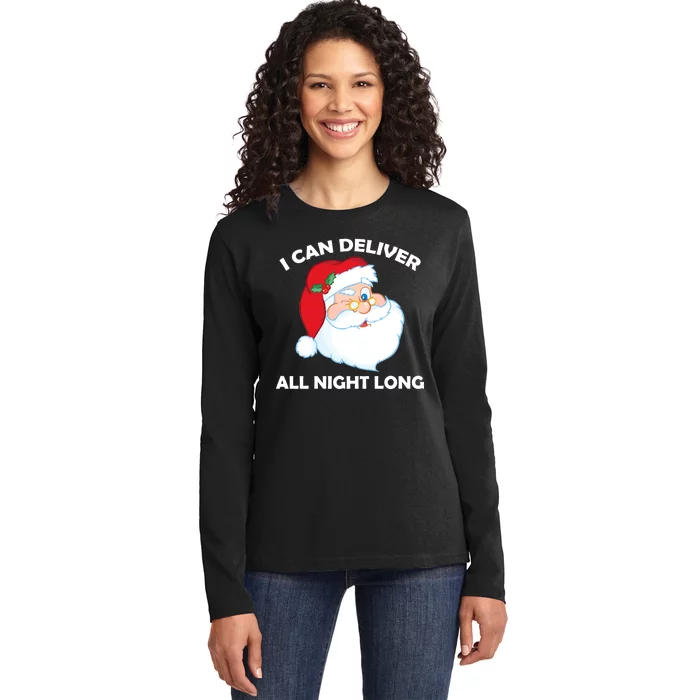 I Can Deliver All Night Long X-Mas Bad Santa Ladies Long Sleeve Shirt