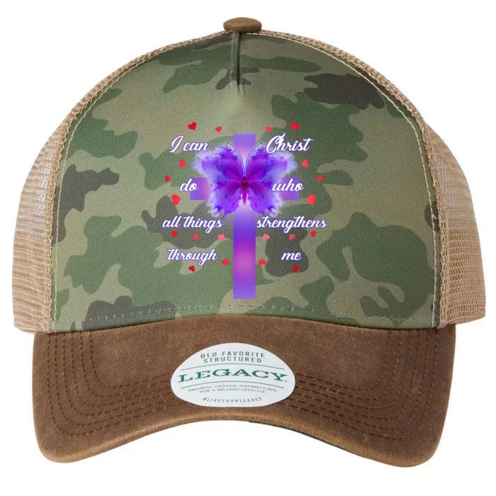 I Can Do All Things Through Christ Butterfly Cross Legacy Tie Dye Trucker Hat