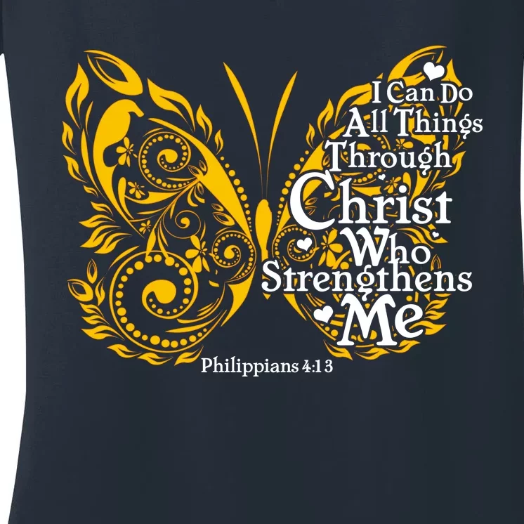 I Can Do All Things Through Christ Philippians 4:13 Women's V-Neck T-Shirt