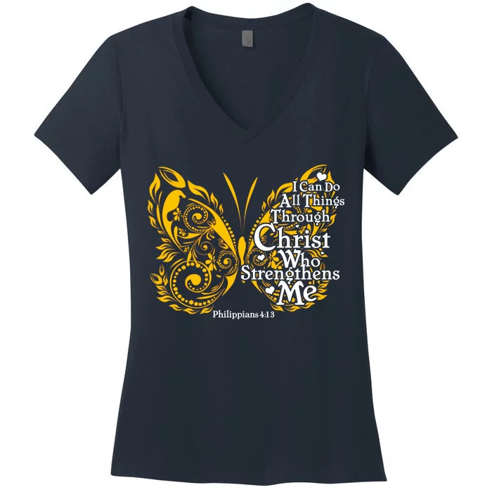 I Can Do All Things Through Christ Philippians 4:13 Women's V-Neck T-Shirt