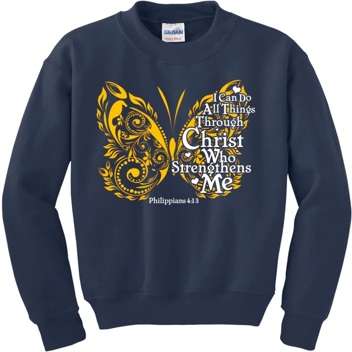 I Can Do All Things Through Christ Philippians 4:13 Kids Sweatshirt