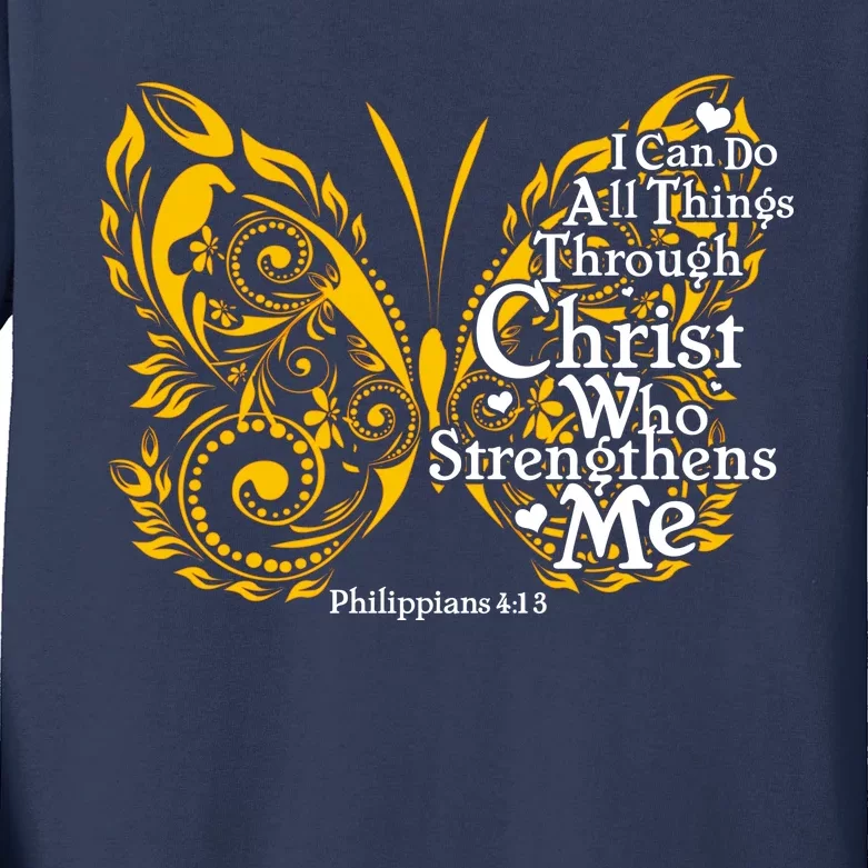 I Can Do All Things Through Christ Philippians 4:13 Kids Long Sleeve Shirt