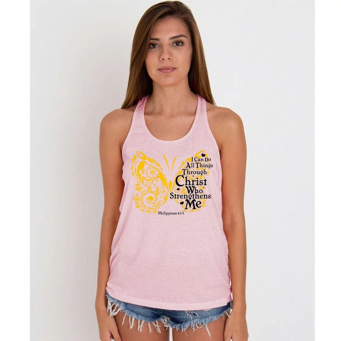 I Can Do All Things Through Christ Philippians 4:13 Women's Knotted Racerback Tank