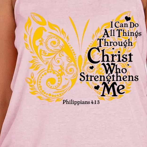 I Can Do All Things Through Christ Philippians 4:13 Women's Knotted Racerback Tank