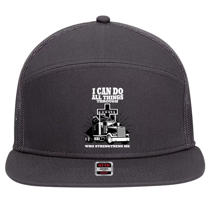 I Can Do All Things Through Christ Truck Driver 7 Panel Mesh Trucker Snapback Hat