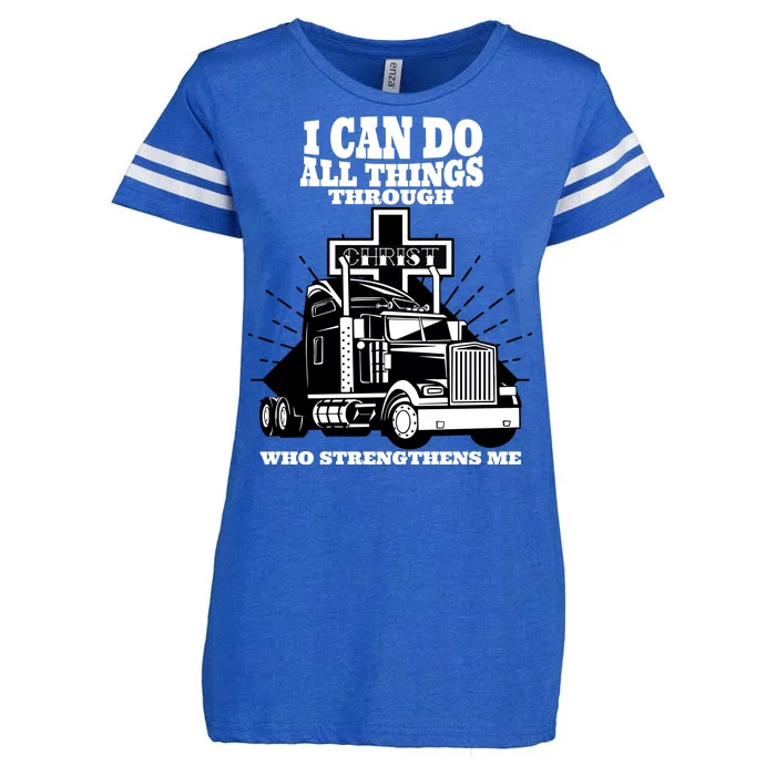 I Can Do All Things Through Christ Truck Driver Enza Ladies Jersey Football T-Shirt