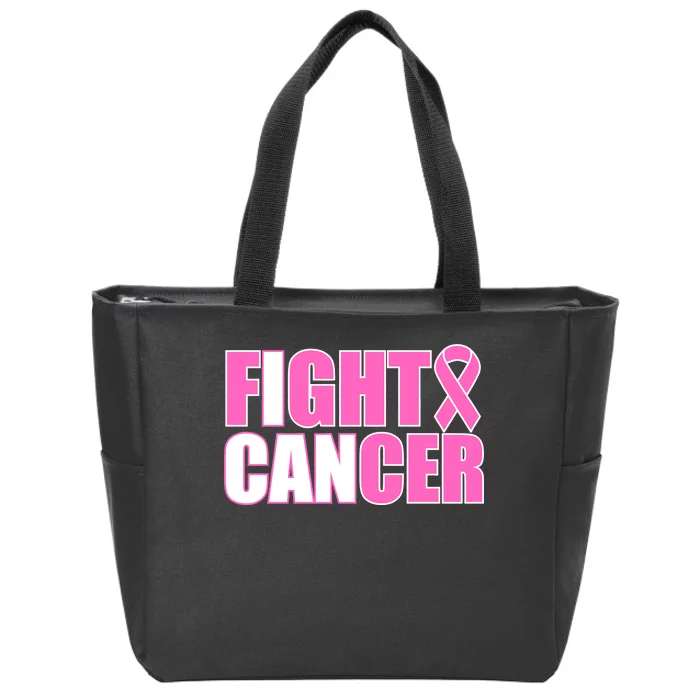 I Can Fight Cancer Breast Cancer Awareness Zip Tote Bag