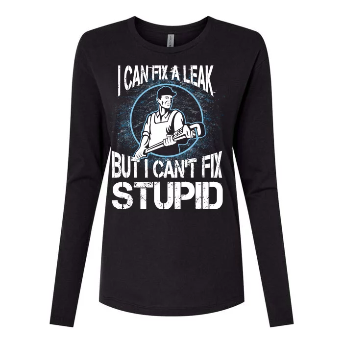 I Can Fix A Leak But Can't Fix Stupid Womens Cotton Relaxed Long Sleeve T-Shirt