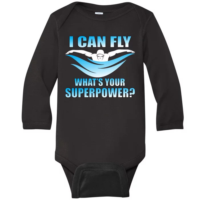 I Can Fly What's Your Superpower Swimming Baby Long Sleeve Bodysuit