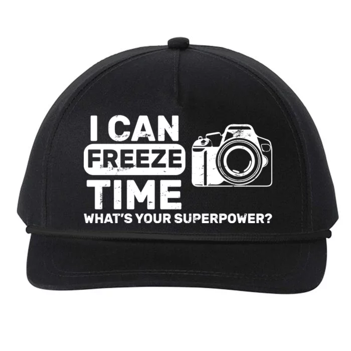 I Can Freeze Time What's Your Superpower? Snapback Five-Panel Rope Hat