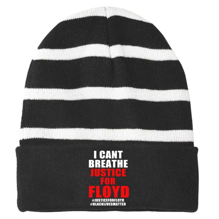 I Can't Breathe Justice For Floyd Striped Beanie with Solid Band