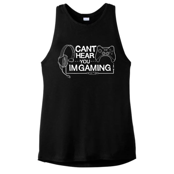 I Can't Hear You I'm Gaming Funny Gamer Ladies Tri-Blend Wicking Tank