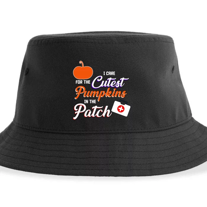 I Care For the Cutest Pumpkins In The Patch Halloween Nurse Sustainable Bucket Hat