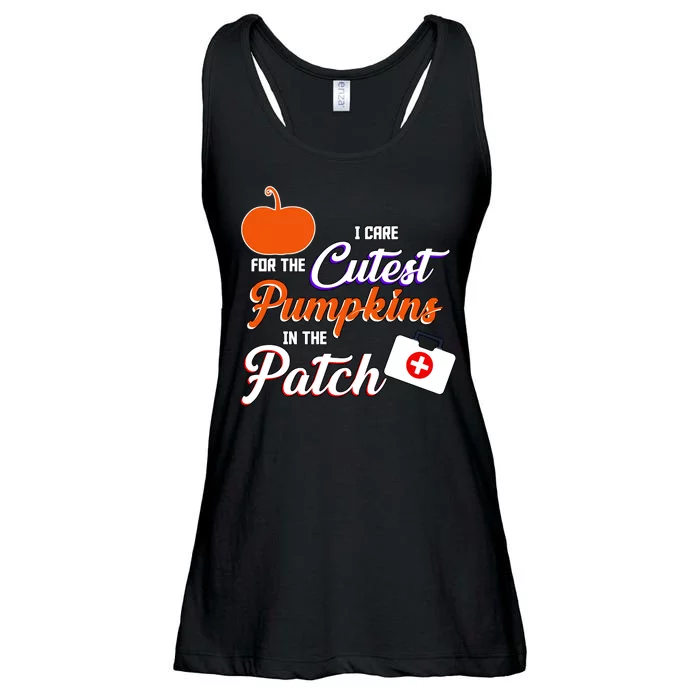 I Care For the Cutest Pumpkins In The Patch Halloween Nurse Ladies Essential Flowy Tank