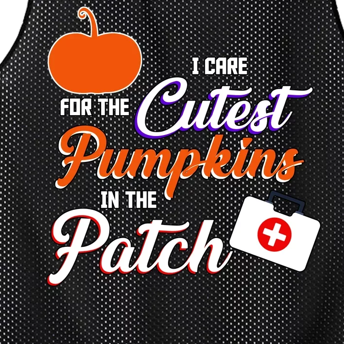 I Care For the Cutest Pumpkins In The Patch Halloween Nurse Mesh Reversible Basketball Jersey Tank