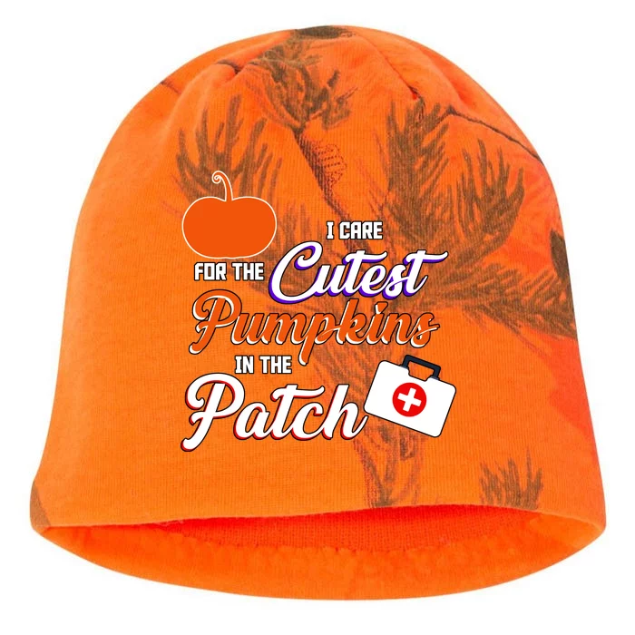 I Care For the Cutest Pumpkins In The Patch Halloween Nurse Kati - Camo Knit Beanie