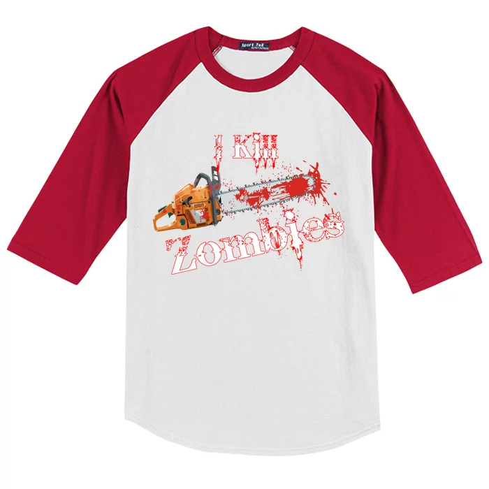 I Chainsaw Zombies Kids Colorblock Raglan Jersey