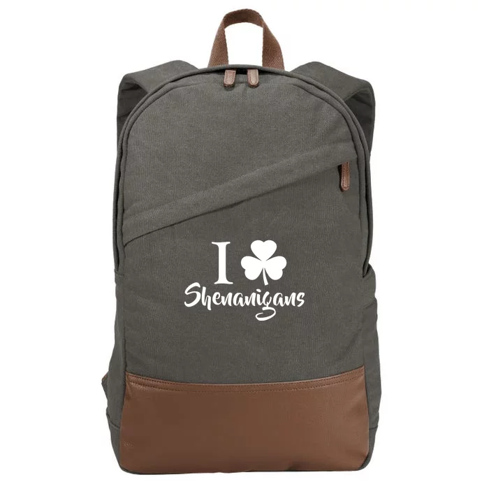 I Clover Shenanigans Irish Shamrock Cotton Canvas Backpack