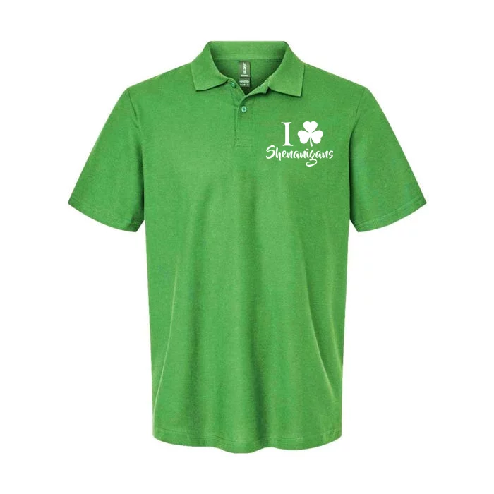 I Clover Shenanigans Irish Shamrock Softstyle Adult Sport Polo