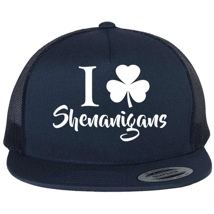 I Clover Shenanigans Irish Shamrock Flat Bill Trucker Hat