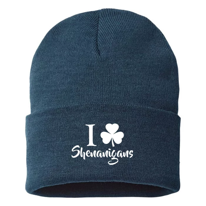 I Clover Shenanigans Irish Shamrock Sustainable Knit Beanie