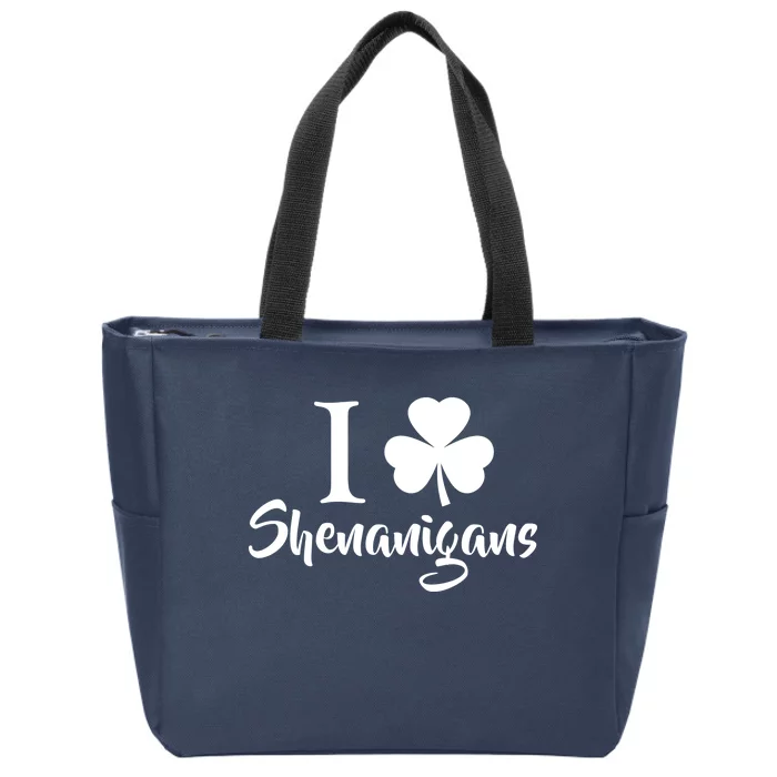 I Clover Shenanigans Irish Shamrock Zip Tote Bag