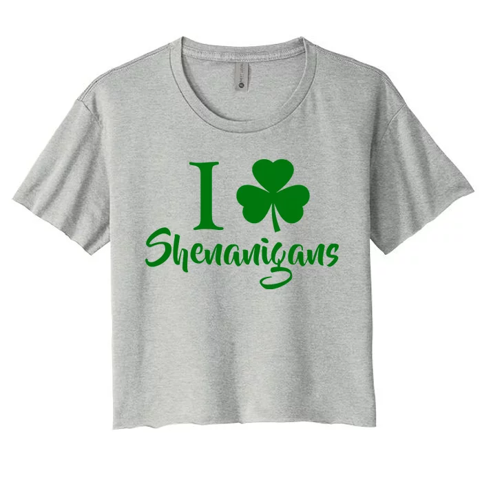 I Clover Shenanigans Irish Shamrock Women's Crop Top Tee