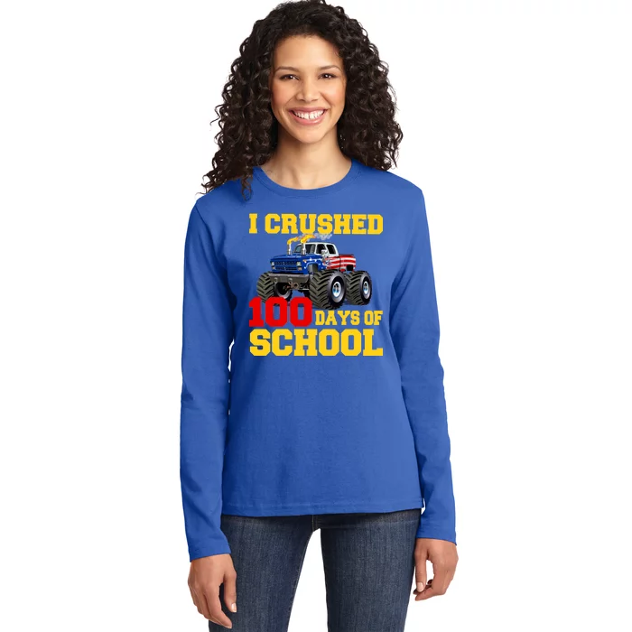 I Crushed 100 Days Of School Ladies Long Sleeve Shirt