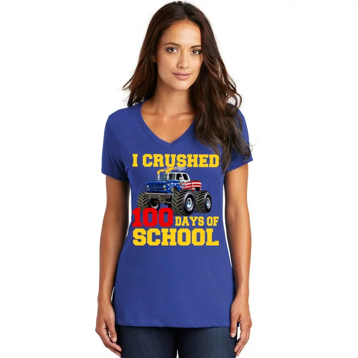 I Crushed 100 Days Of School Women's V-Neck T-Shirt