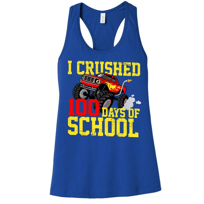 I Crushed 100 Days Of School Monster Truck Women's Racerback Tank