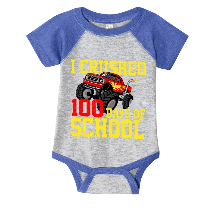 I Crushed 100 Days Of School Monster Truck Infant Baby Jersey Bodysuit