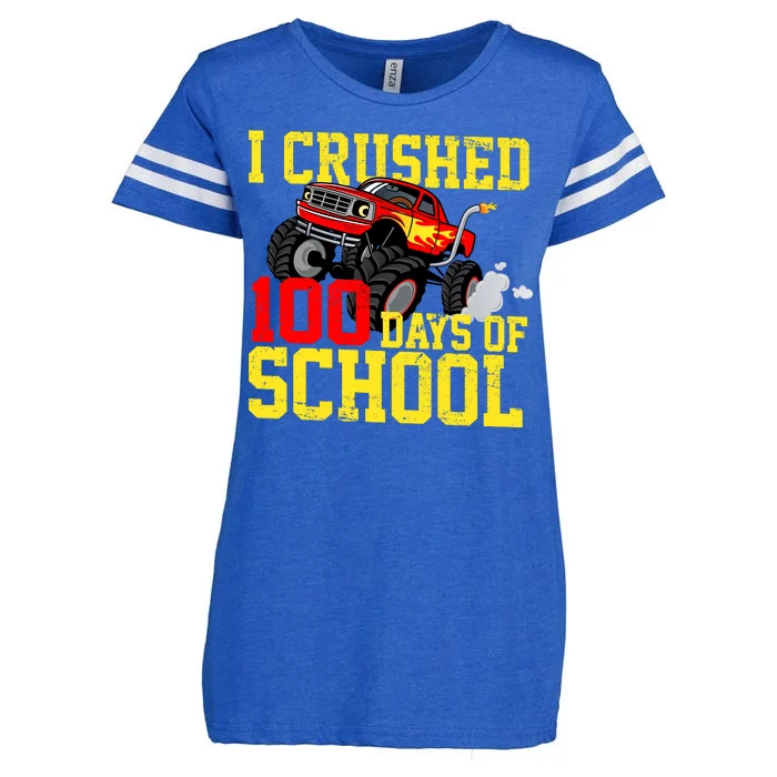 I Crushed 100 Days Of School Monster Truck Enza Ladies Jersey Football T-Shirt