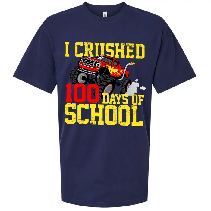 I Crushed 100 Days Of School Monster Truck Sueded Cloud Jersey T-Shirt