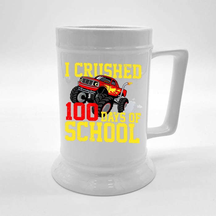 I Crushed 100 Days Of School Monster Truck Front & Back Beer Stein