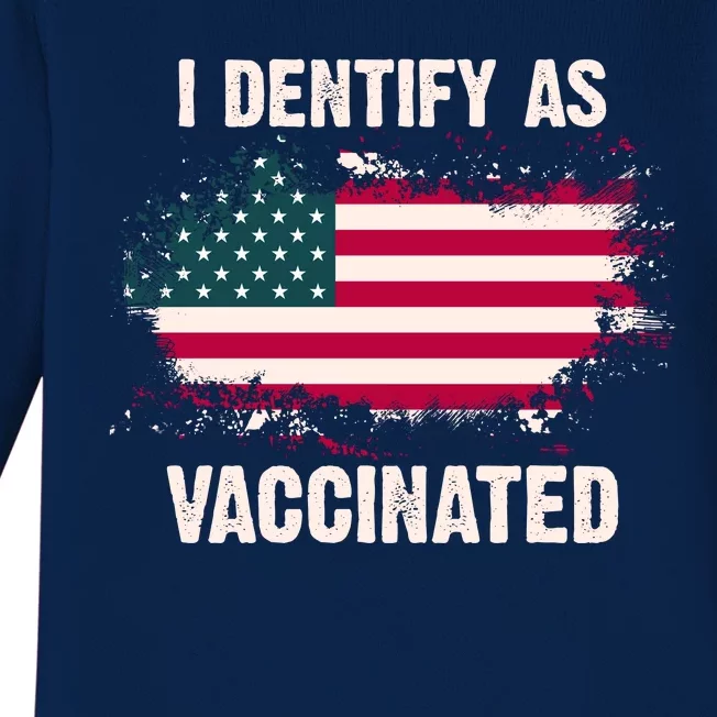 I Dentify As Vaccinated American Flag Baby Long Sleeve Bodysuit