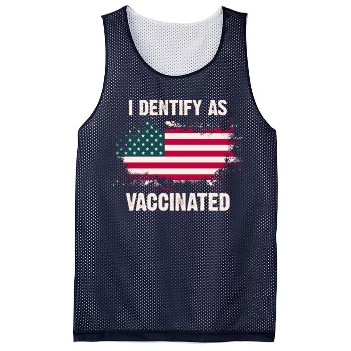 I Dentify As Vaccinated American Flag Mesh Reversible Basketball Jersey Tank