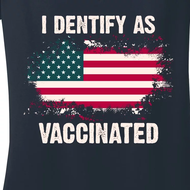 I Dentify As Vaccinated American Flag Women's V-Neck T-Shirt