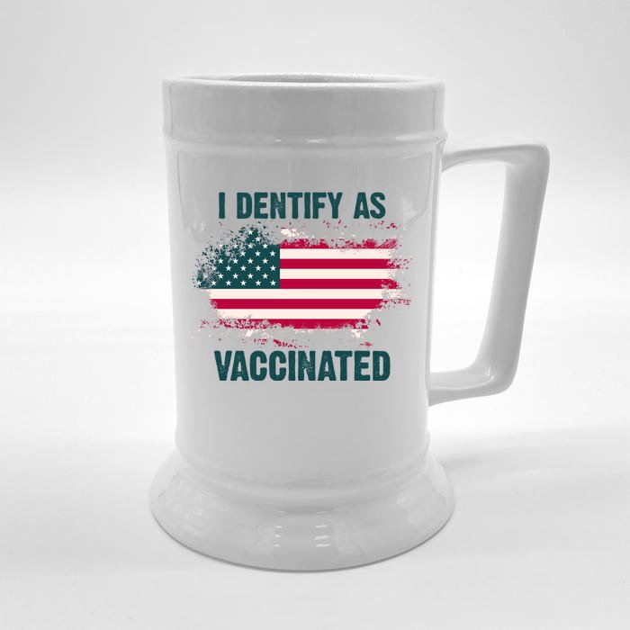 I Dentify As Vaccinated American Flag Front & Back Beer Stein