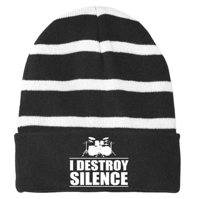 I Destroy Silence Striped Beanie with Solid Band