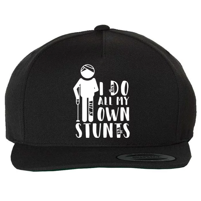 I Do All My Own Stunts Stick Figure Wool Snapback Cap